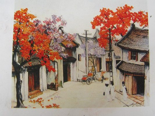 Tranh tường trang trí phong cảnh phố ở Thanh Hóa
